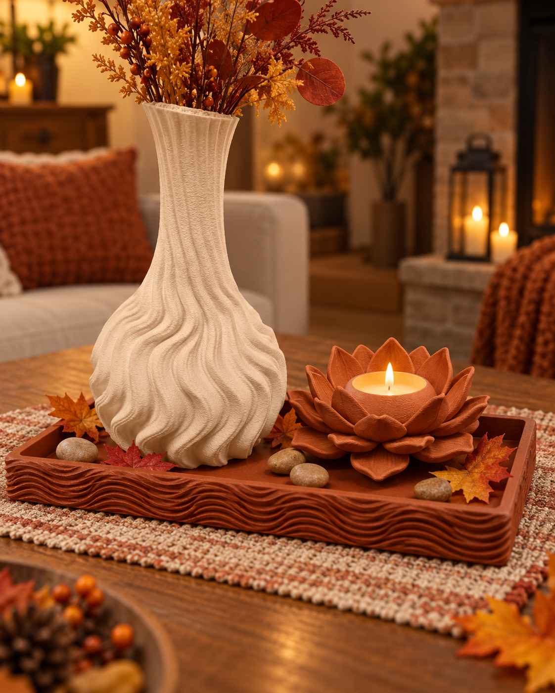 Terracotta sculptural decor set
